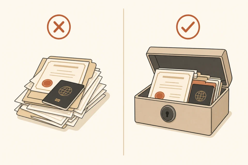 Simple visual explaining Keep important records out of the daily flow.